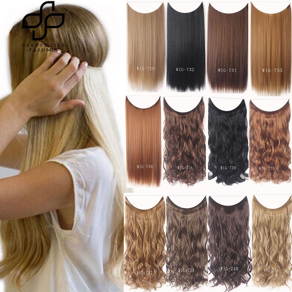 Beauty Fish Line Natural Fiber Hairpiece Hair Extension Long Curly