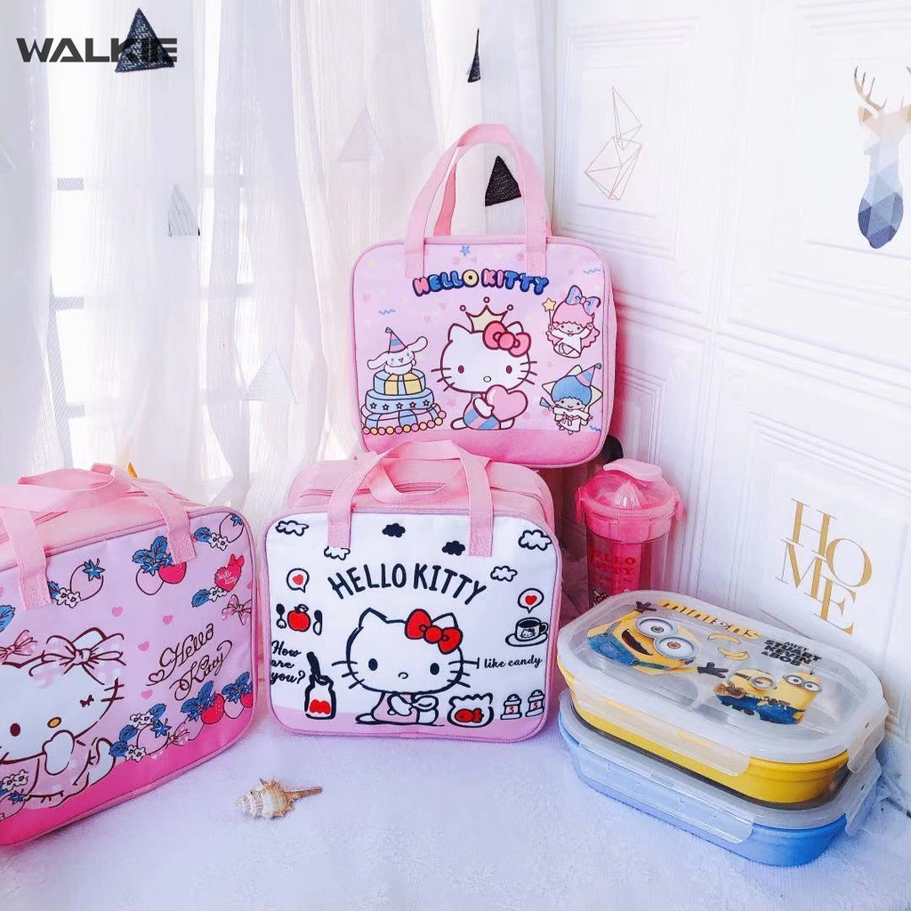 Kawaii Anime Hello Kitty Lunch Bag Waterproof Storage Tote Handbag Pink 