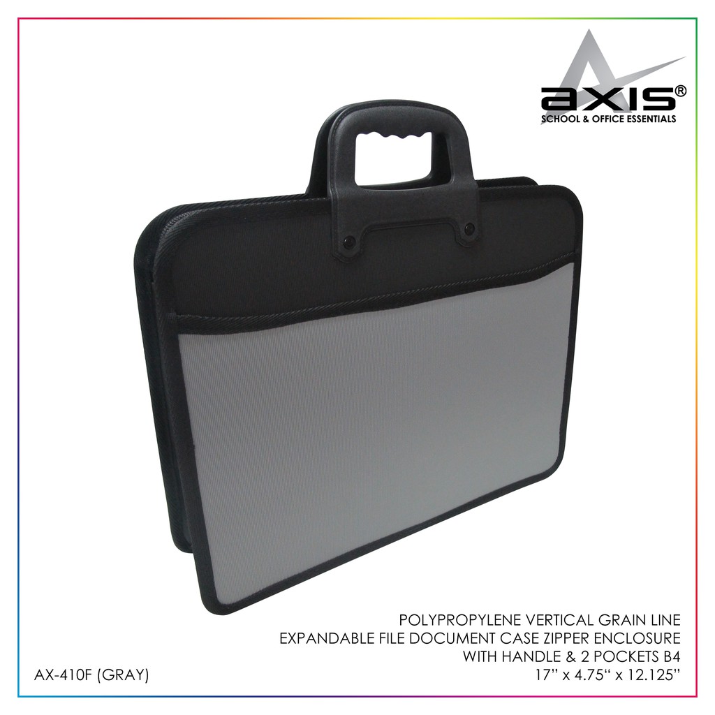 Expandable Vertical Grain Document B4 Long File Folder Case W/ Zipper Lock And Handle Axis AX