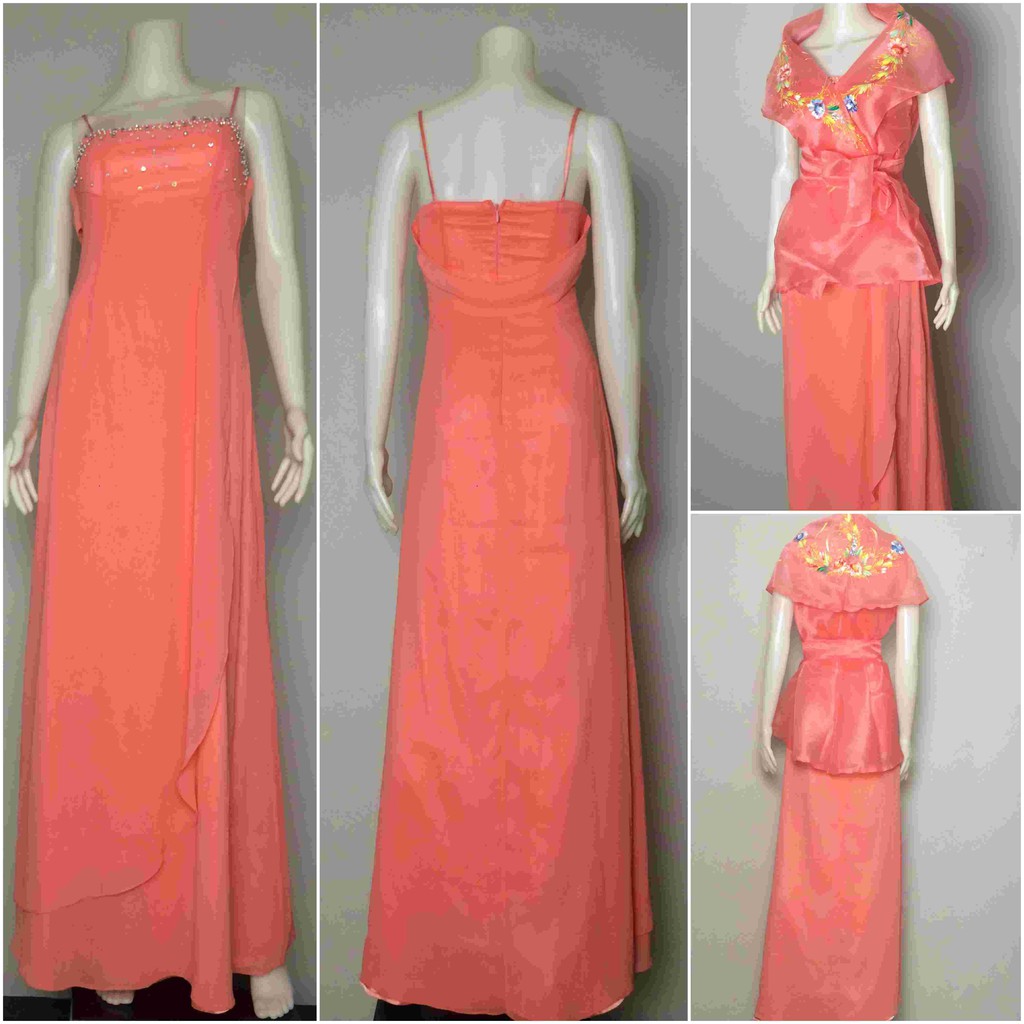 orange filipiniana dress