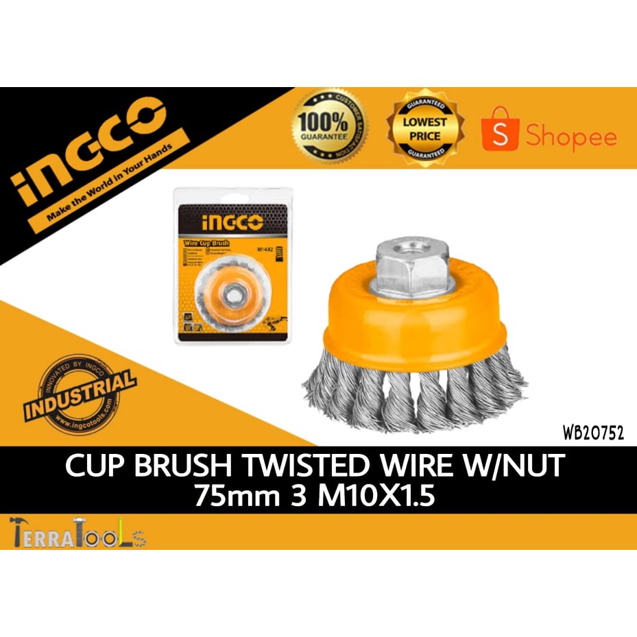 INGCO WB20752 Cup Wire Brush TWISTED 75mm Shopee Philippines