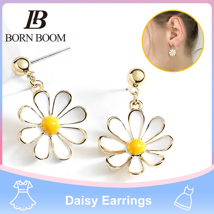 Sunflower Daisy Stud Earrings Hypoallergenic 14K Gold Plated Sun Flower Jewelry Gifts for Bestfriend Women Little Girls with Gift Card