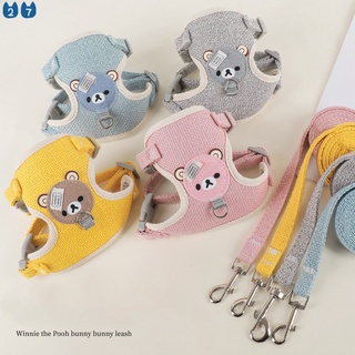 『27Pets』Pet Vest Traction Rope Color Cartoon Bear Chest with Dog Chain Walking Rope