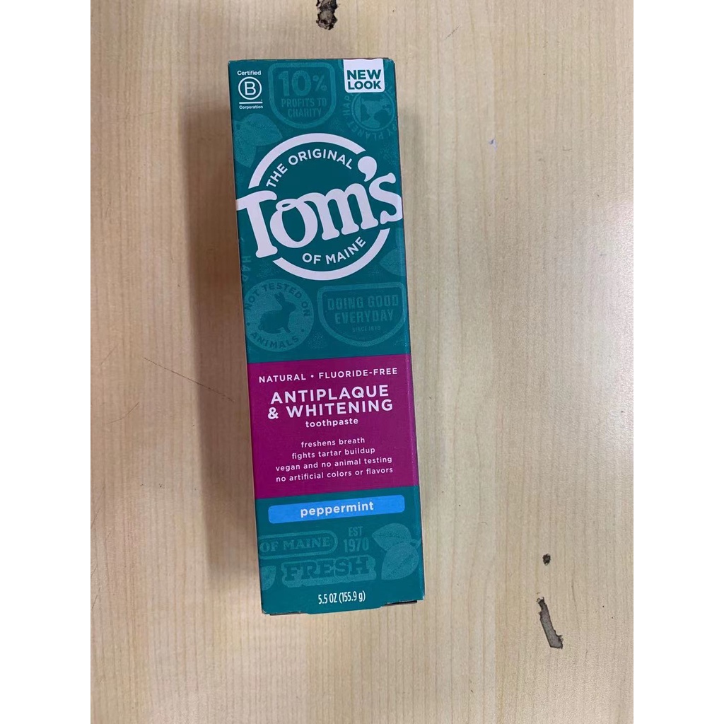 ﹍4 packs of American original Toms Tom s cottage toothpaste whitening fluoride-free mint flavor pre