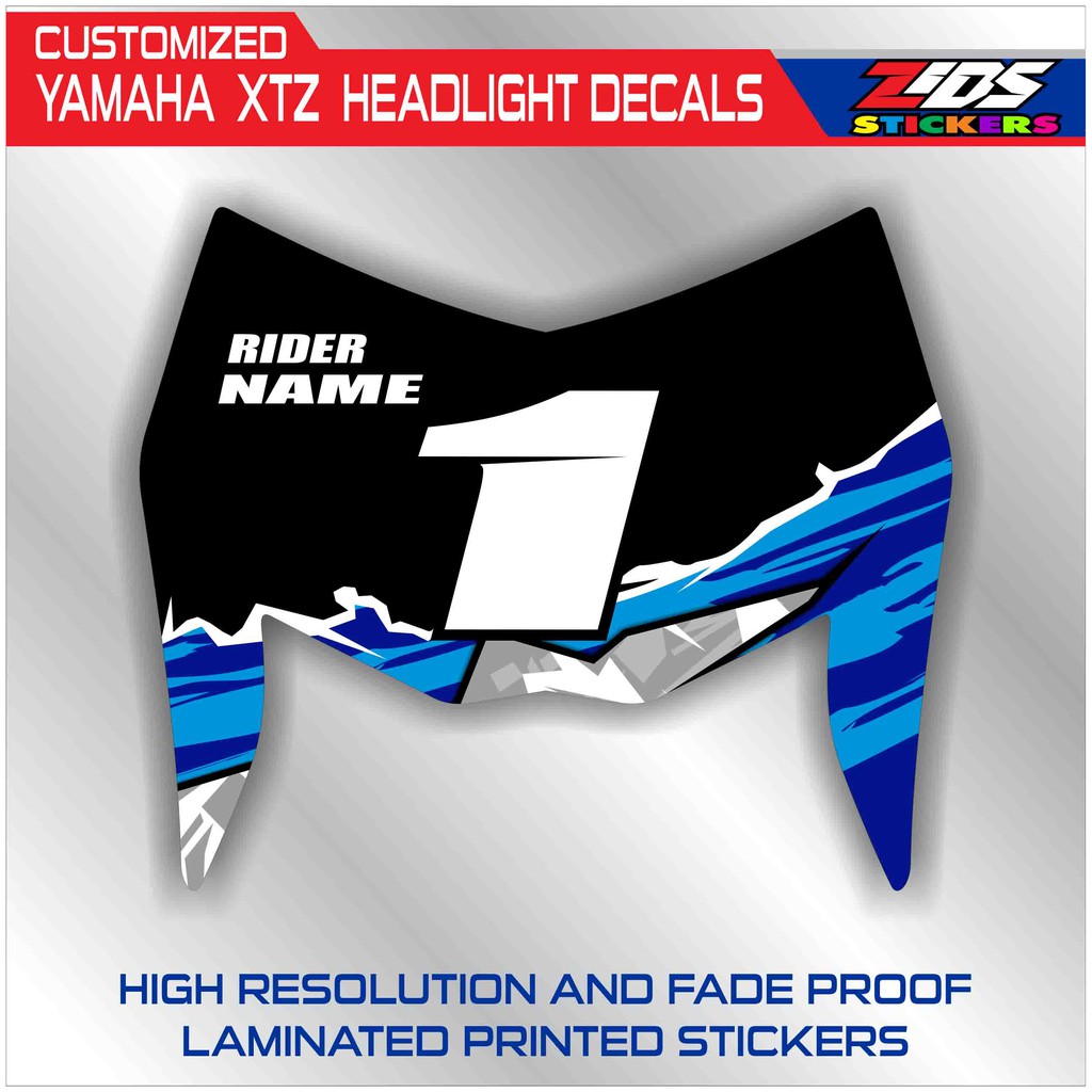 CUSTOMIZED NUMBER PLATE / HEADLIGHT DECALS FOR YAMAHA XTZ Shopee