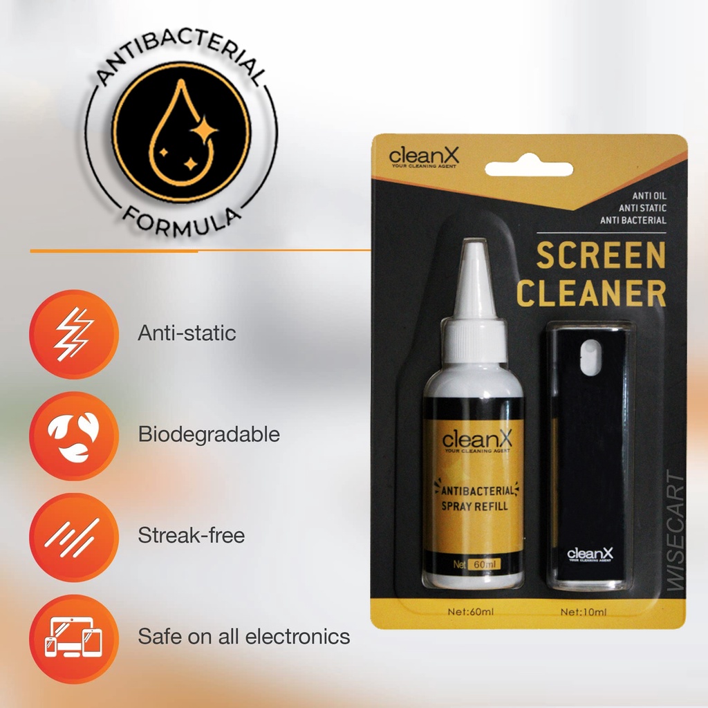 ANTIBACTERIAL Screen Cleaner Spray for All Devices Disinfectant Kit for