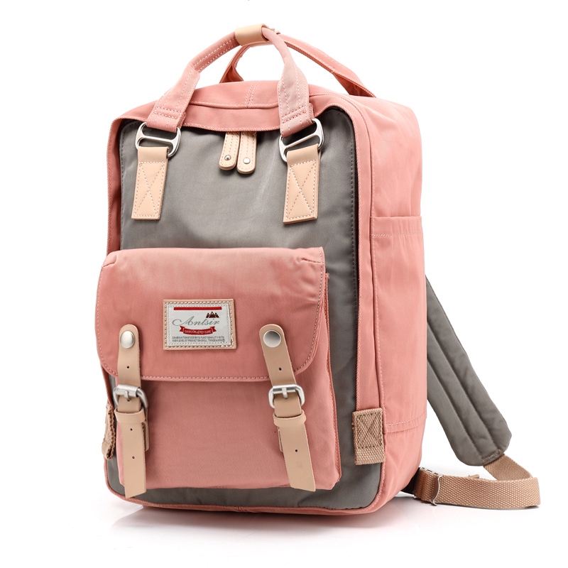 pink and grey bag