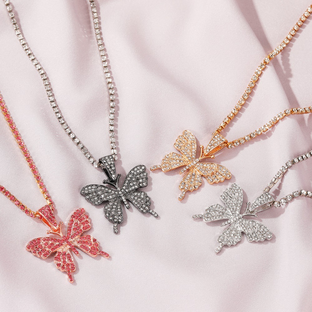 Tbg Necklace For Women Rose Gold Multi Layer Butterfly Diamond Jewelry Shopee Philippines