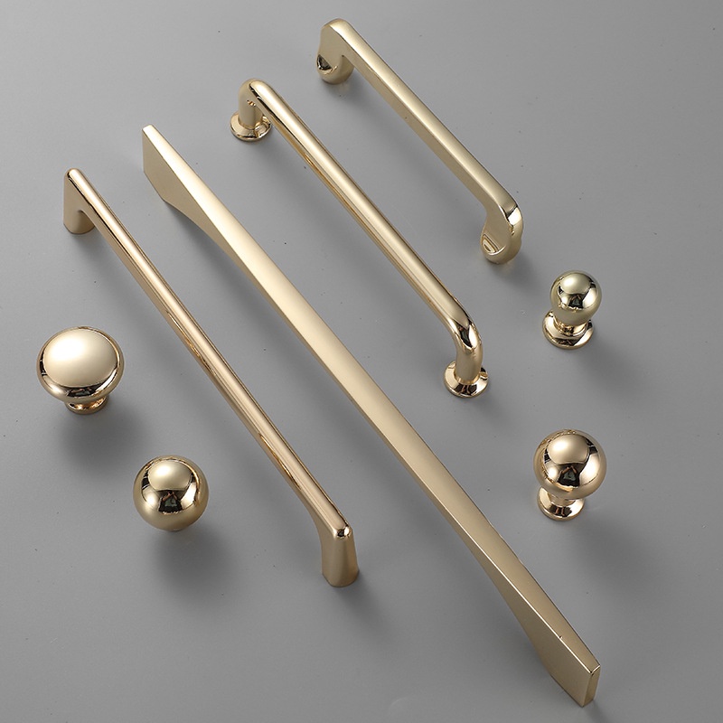 Zinc Alloy Bright Gold Kitchen Cabinet Door Handle Modern Cabinet Knobs ...