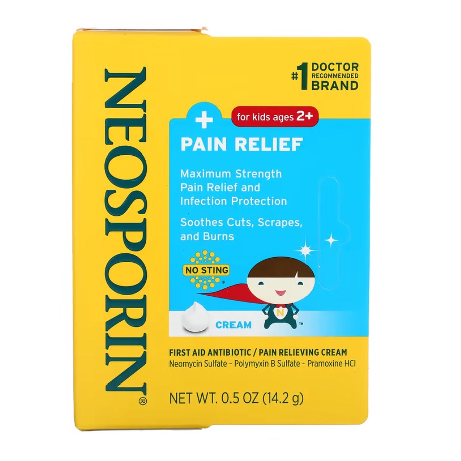 Neosporin, +Pain Relief Cream, For Kids Ages 2+, 0.5 oz (14.2 g