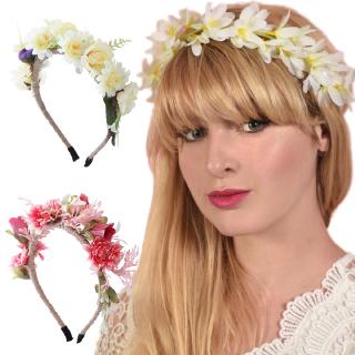 white floral crown headband