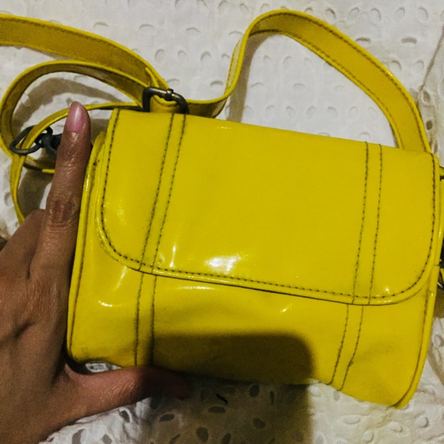 yellow patent bag