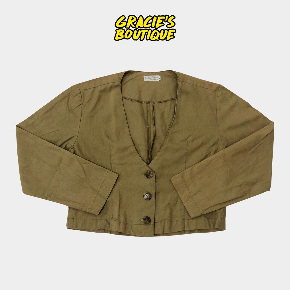 olive green short jacket