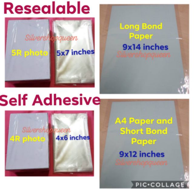 50pcs 4R 3R Photo A4 Bond Paper Resealable Self Adhesive Plastic Poly ...