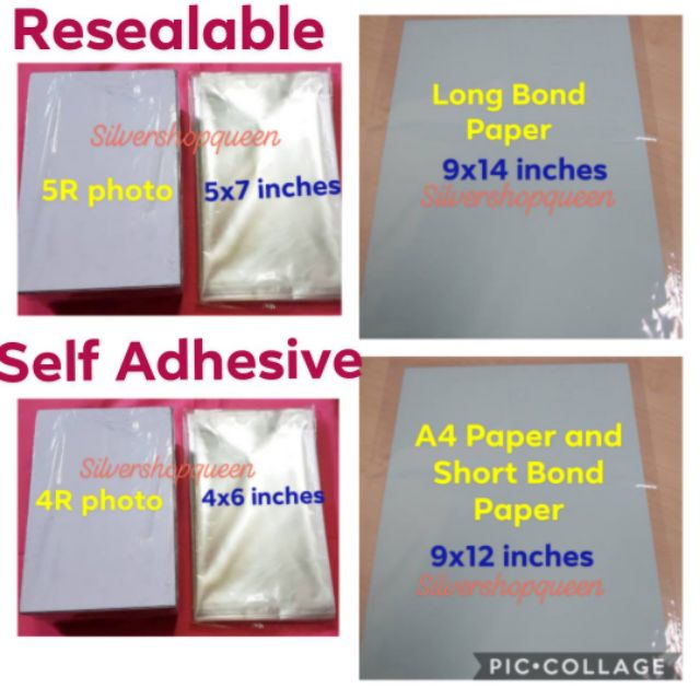 50pcs 4R 3R Photo A4 Bond Paper Resealable Self Adhesive Plastic Poly Bag Shopee Philippines