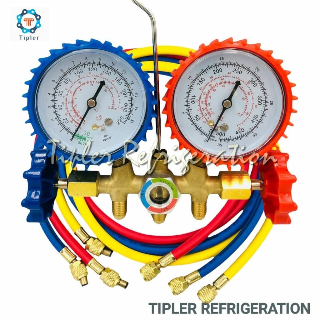 JIFETOR 4 Way AC Manifold Gauge Set, HVAC Diagnostic Refrigerant Charging Tool F