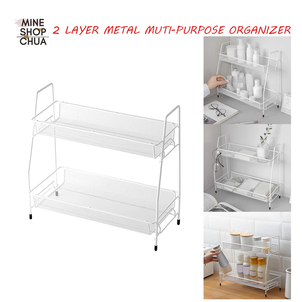 2-layer Metal storage rack plant rack spice rack organizer multi ...