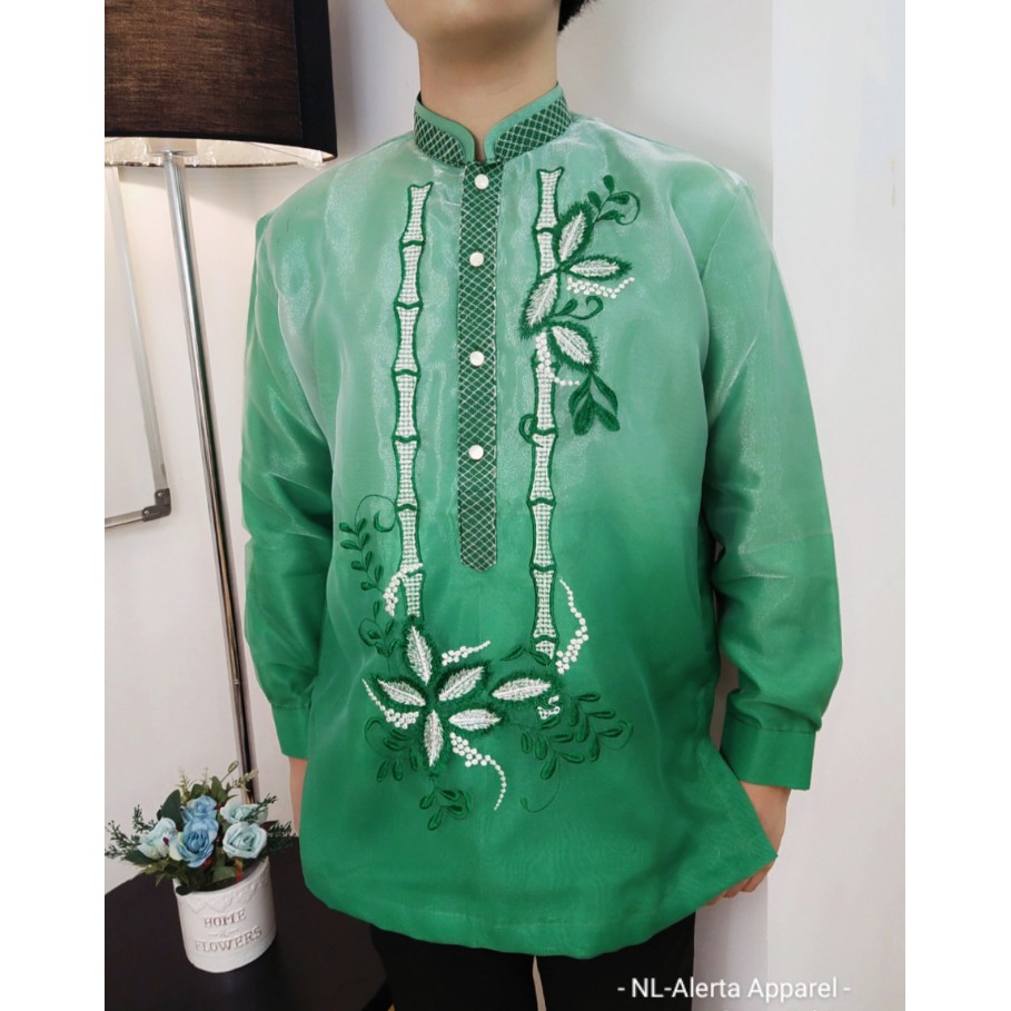 CHINESE COLLAR MEN'S BARONG PURE EMBROIDERED DOUBLE COLLAR BARONG ...