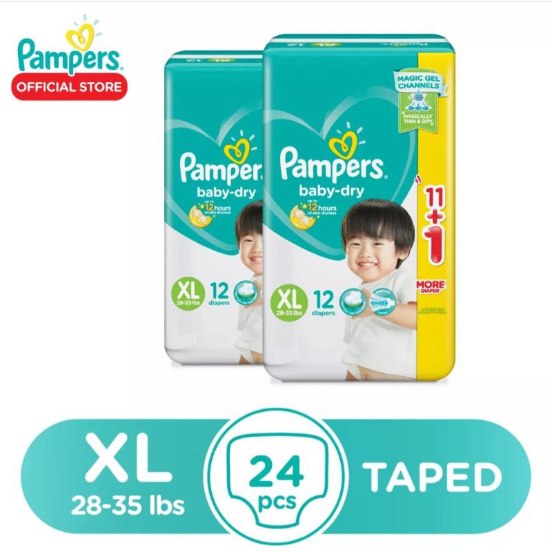 Pampers Baby Dry Taped Economy XL 12 x 2 (24 pcs) | Shopee Philippines