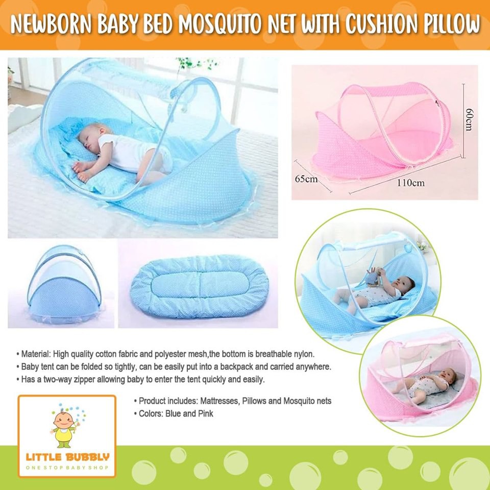 Newborn Baby Bed Mosquito Net With Cushion Pillow Shopee Philippines