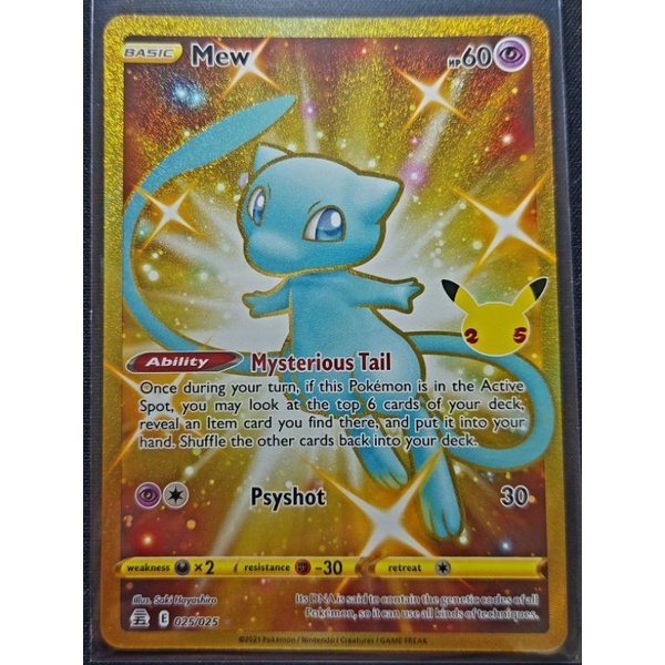 Mew - 25/25 - Gold Secret Celebrations Singles - Pokemon TCG | Shopee ...