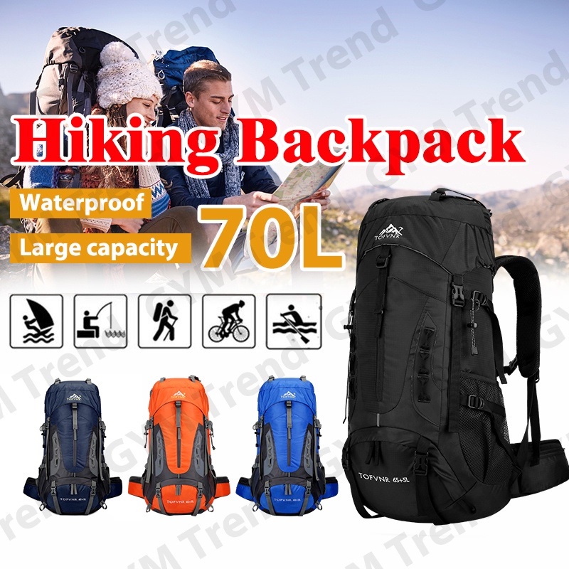 70L Hiking Backpack Waterproof Backpack Outdoor Camping Mountaineering