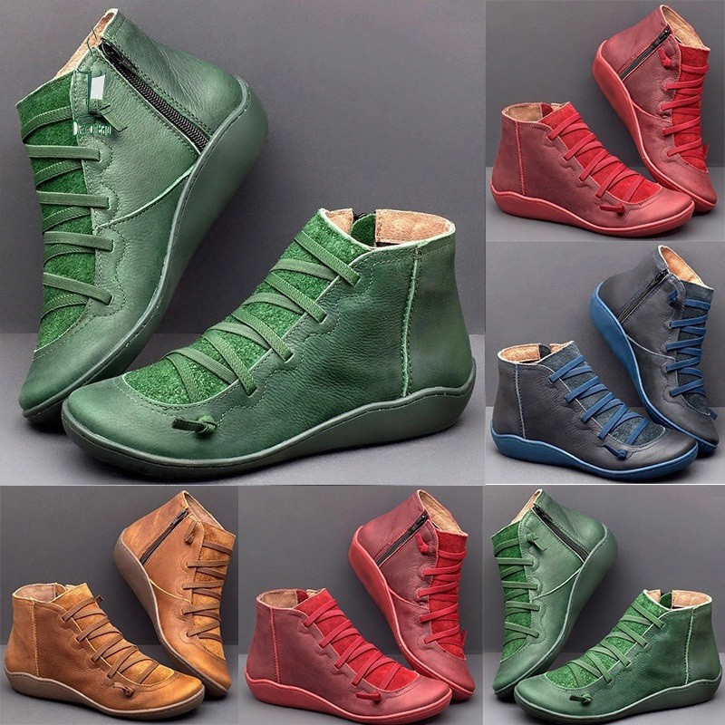 womens flat lace up ankle boots