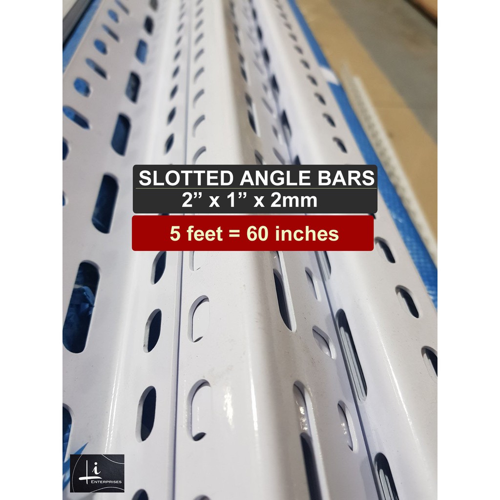 5 FEET - SLOTTED ANGLE BARS (GRAY | WHITE, 2" X 1.3" X 2MM) | Shopee ...