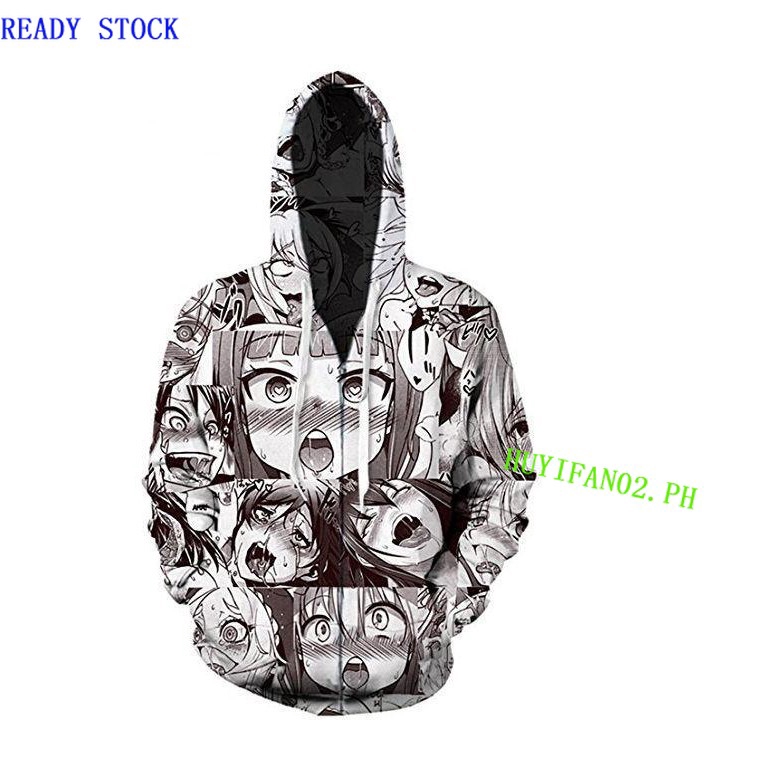 zipper jacket ahegao hentai japanese anime sweatshirts