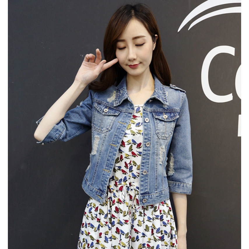 womens short sleeve denim jacket