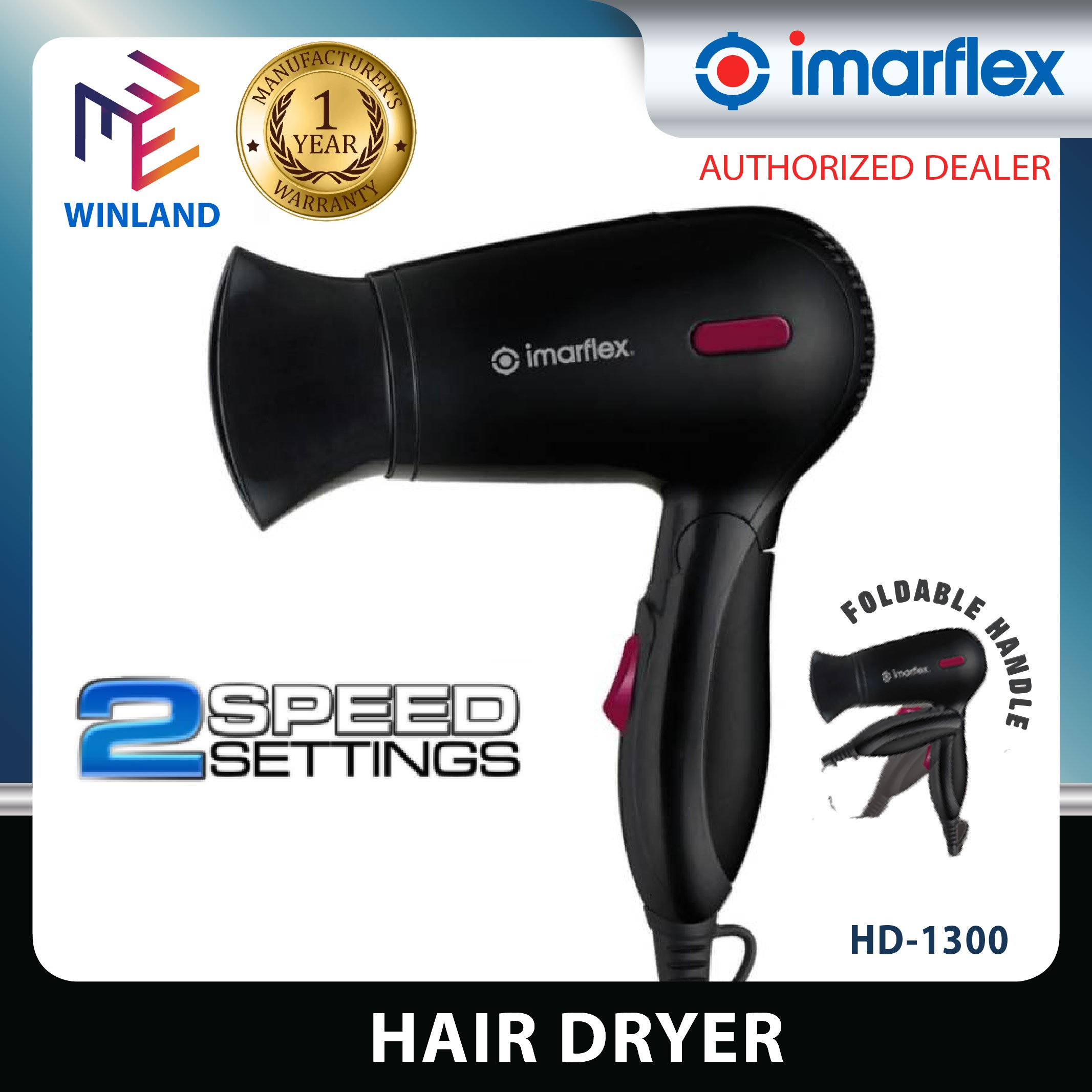 Imarflex Original Hair Dryer (Black) HD1300 Shopee Philippines
