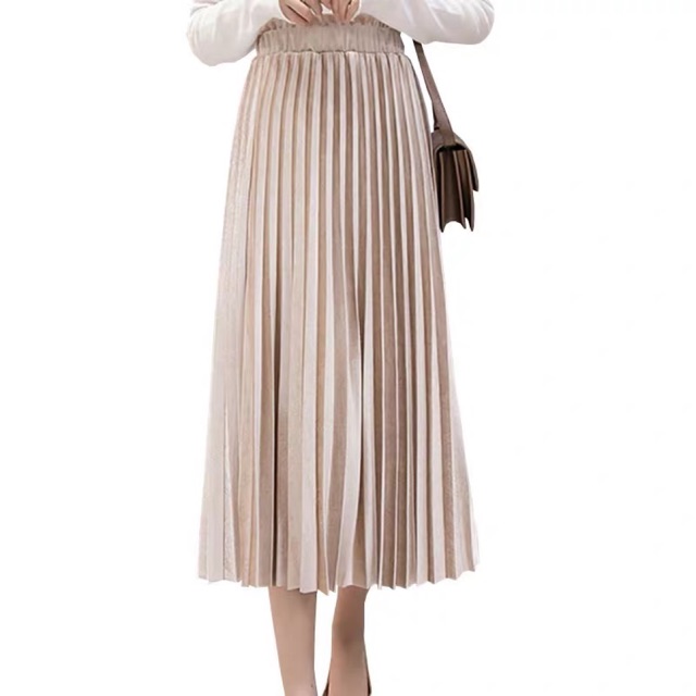 long pleated a line skirt