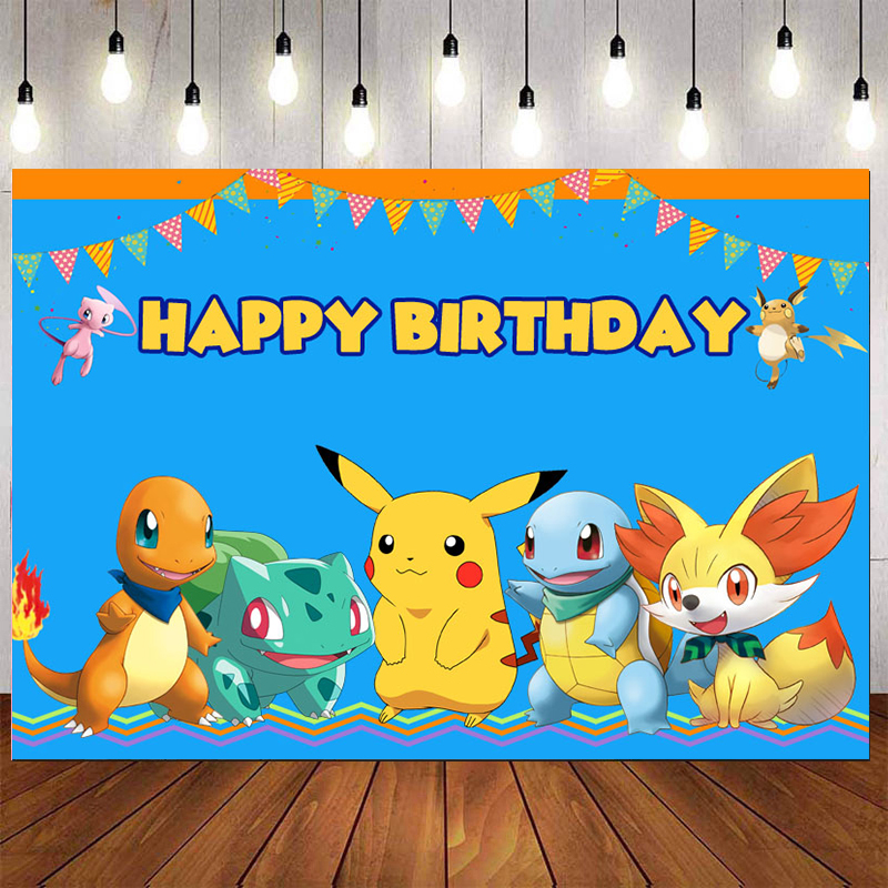 Pokemon Backdrop For Photography Baby Shower Cartoon Cute Pikachu Background Birthday Party Decor Custom Name Photo Shopee Philippines