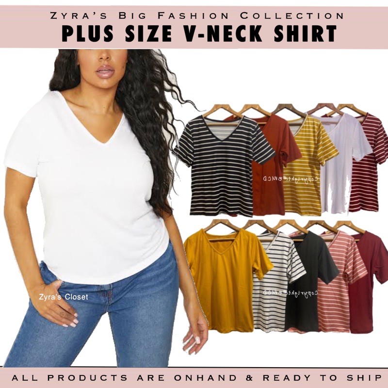 Plus Size VNeck Shirt/V Neck Top Shopee Philippines