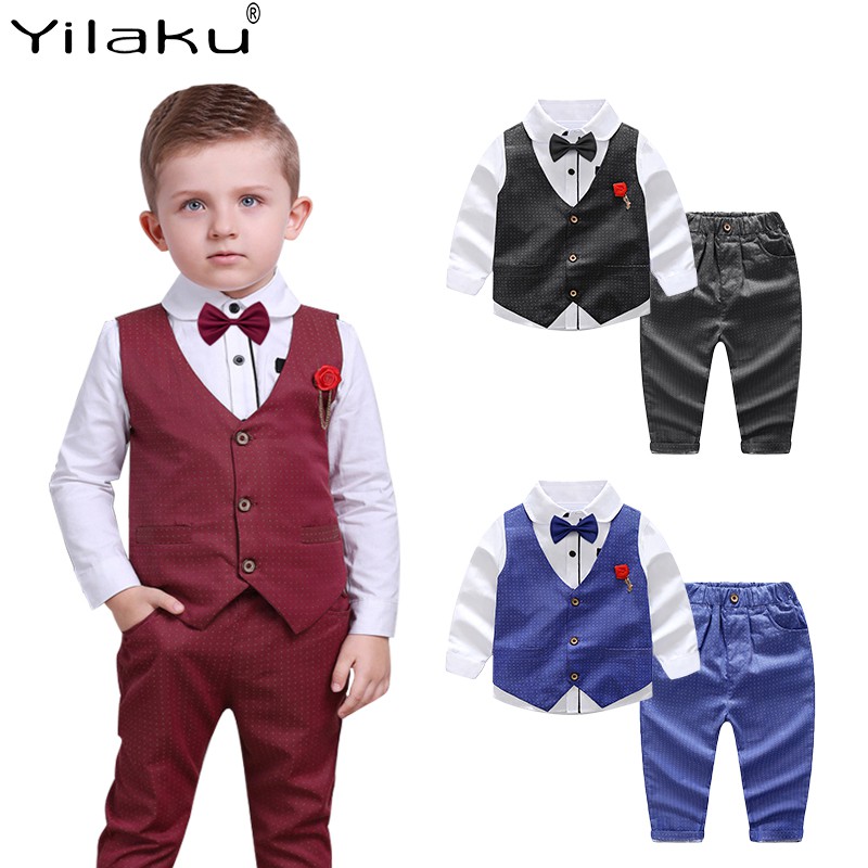 Pants Yilaku Toddler Boys Suits Set 5 Piece Vest Bow Tie Little Boy Formal Dress Suit Clothing Outfit Set Shirt 