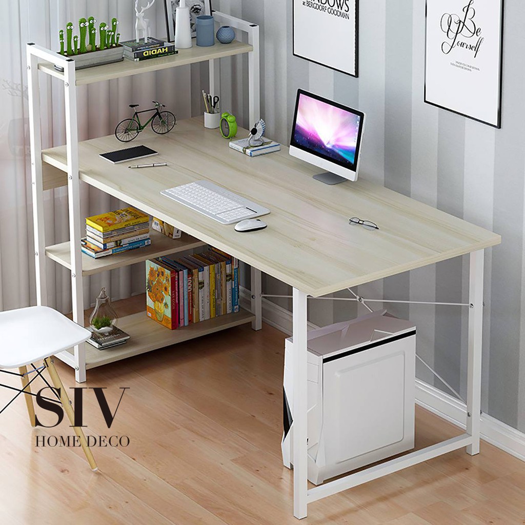 Siv 120x55cm Big Size Computer Study Home Office Table Desk Furniture With Shelves Shopee Philippines