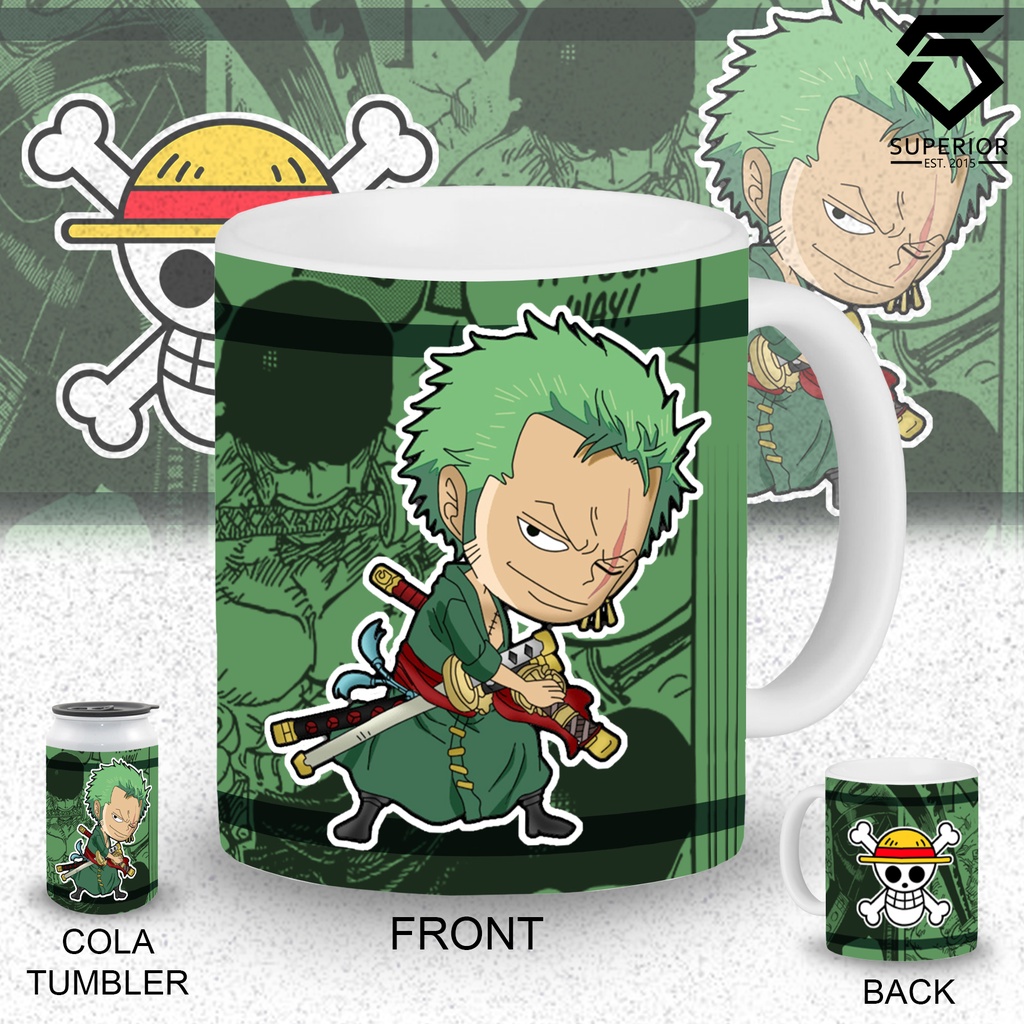 One Piece Anime Luffy Roronoa Zoro Trafalgar Sublimated Mug Cola Jug ...