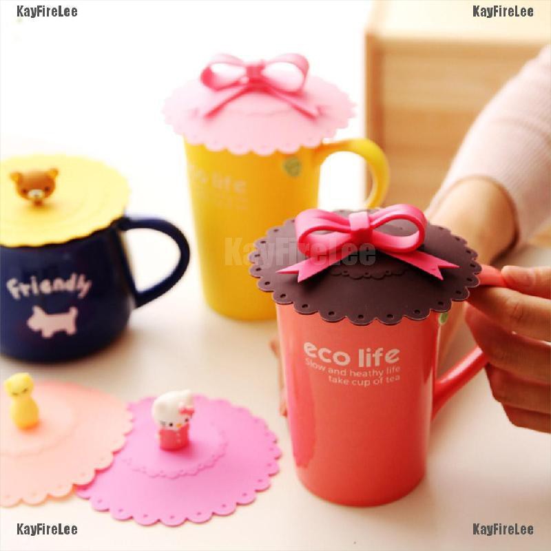 Bowknot Bow food-grade Silicon Anti-dust Mug Cap Cup Glass Lid Leakproof Cover
