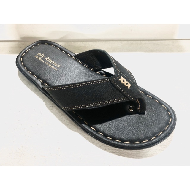 Ely Knows Men’s Leather Slippers (Marikina) | Shopee Philippines