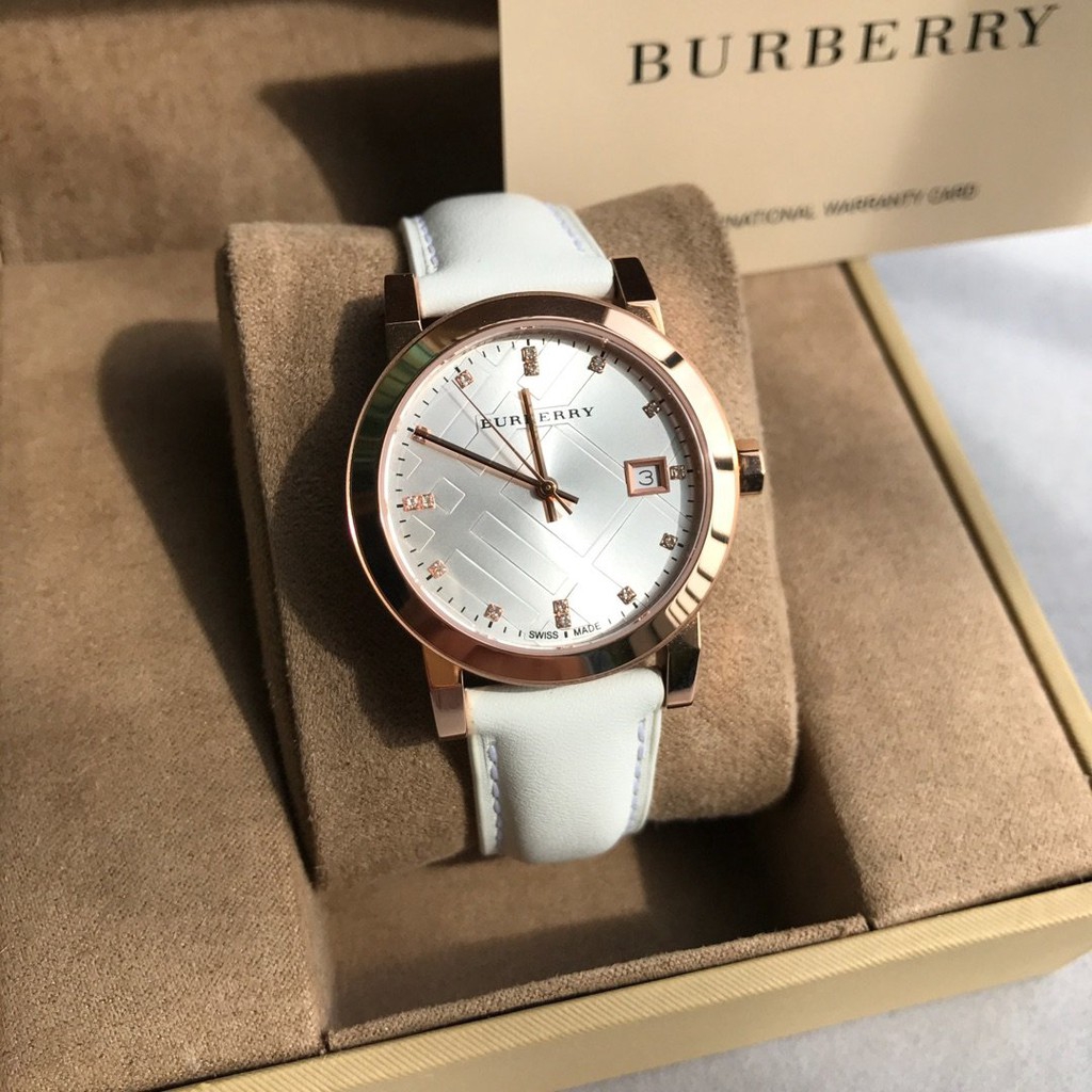burberry leather strap watch women's