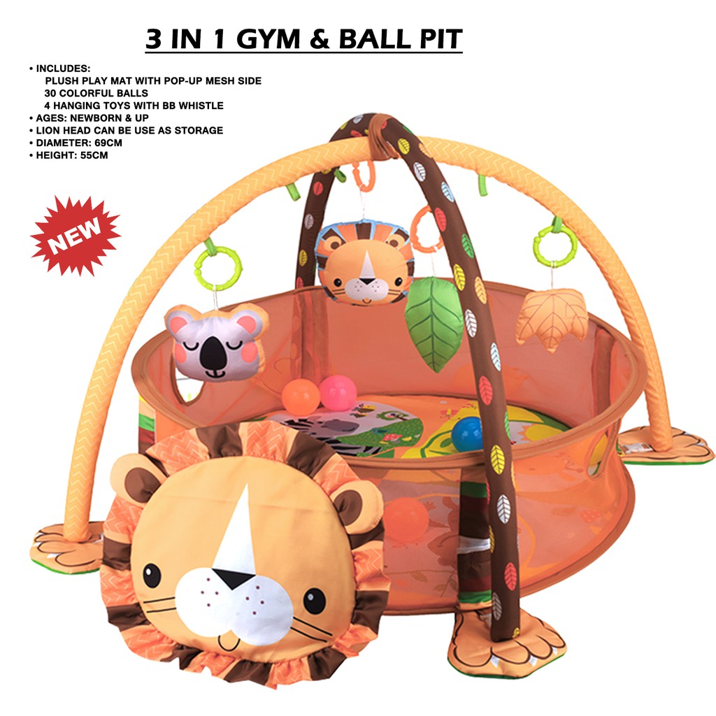 3 in 1 lion activity gym & ball pit