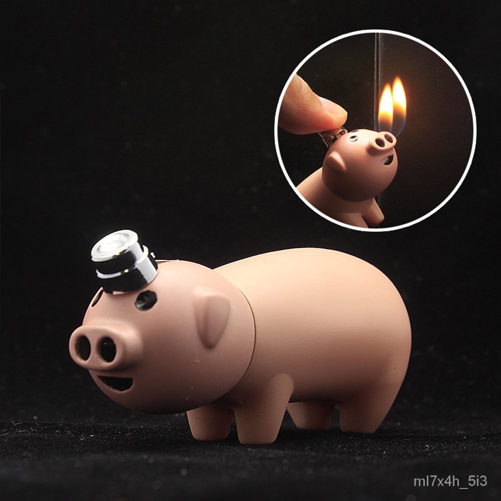 LoVW Creative Lighter Mini Pig Torch Butane Gas Lighters Cigarette