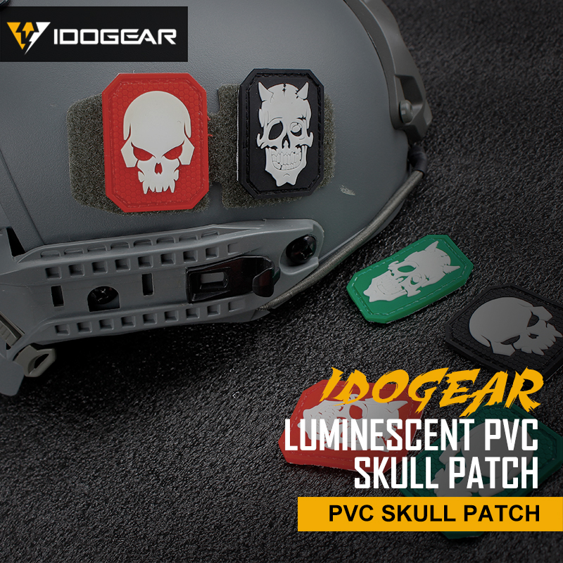 IDOGEAR Tactical Luminous Velcro PVC Skull Morale Patch Badges