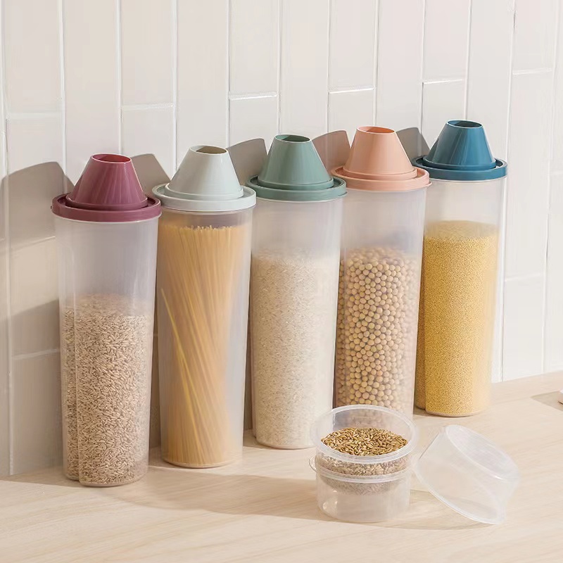 Round Storage Granules Bin Cereal Containers Dispenser Food Storage