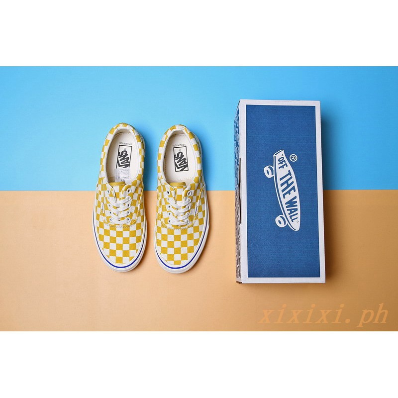 vans era checkerboard yellow