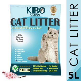 Kibo Clean Clumping Charcoal & Odor Control Cat Litter (CHERRY BLOSSOM) 5L Cat Litter Sand