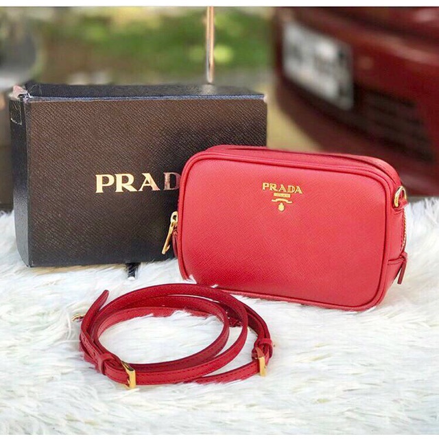 prada red sling bag
