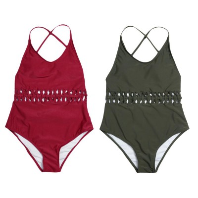 wine red one piece swimsuit