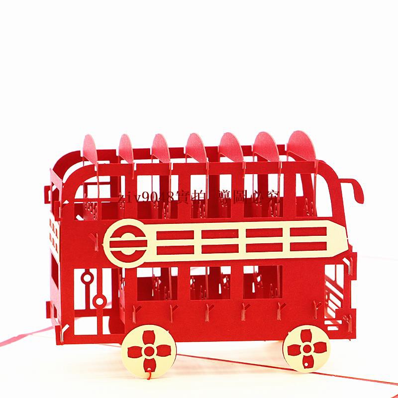 12d Greeting Card London Bus Handmade Paper Carving Business Custom Children  Card