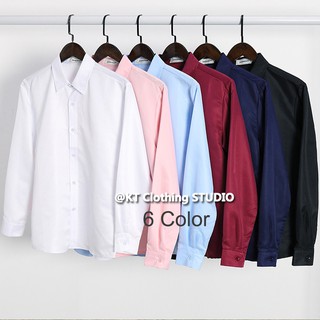 【S-4XL】Ready stock multi color optional shirt men's long sleeve shirt slim Korean Trend youth students pure cotton thin shirt business casual suit bottomed white shirt Korean Trend slim man tops #9